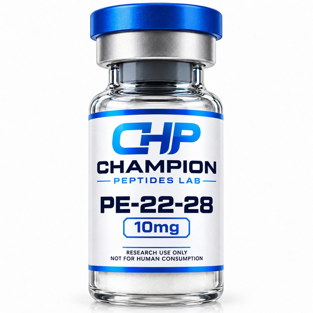 pe-22-28-10mg PE-22-28 10mg — lyophilised research vial, batch-labelled
